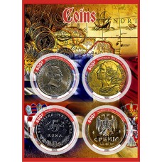 Coins on stamps